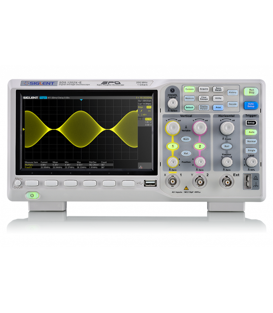 Siglent SDS1202X-E Oscilloscope 2x200 MHz Voies 2 MHz 200 Fonctions  oscilloscopes Décodage de bus série