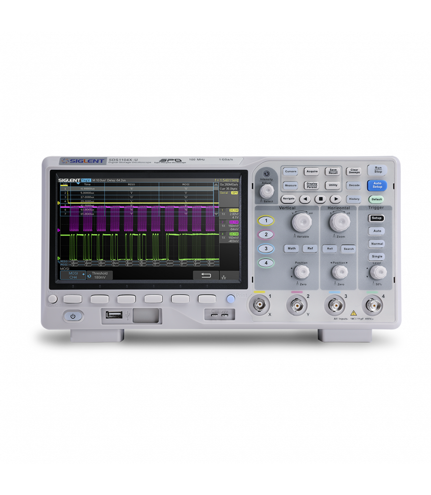 Vue de la face avant de l'oscilloscope siglent SDS1104X-U